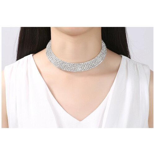 Чокер на шею из страз / Изящный чокер/аксессуар/украшение на шею 5 полос