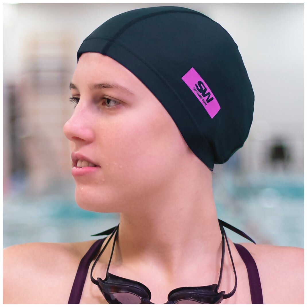 Тканевая шапочка для плавания / бассейна SwimRoom “Lycra” размер 52-56 цвет черный