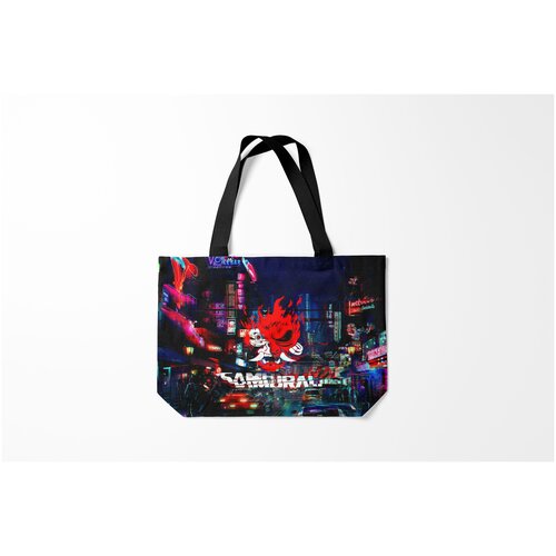 фото Сумка-шоппер / 46х35 см / геймерам / cyberpunk 2077 киберпанк глитч burnettie