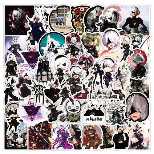 Наклейки NIER Automata водостойкие 50шт (4-7см)