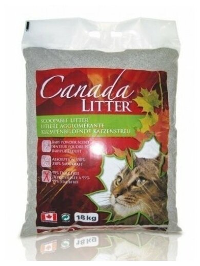Canada Litter Scoopable Baby Powder Канадский комкующийся наполнитель "Запах на Замке", аромат детской присыпки (Scoopable Litter), 12 кг - фотография № 6