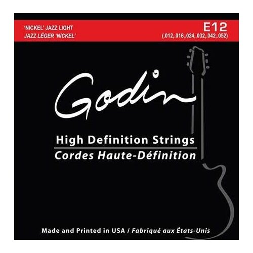 033416 E-12 Комплект струн для электрогитары, 12-52, Jazz Light, Godin