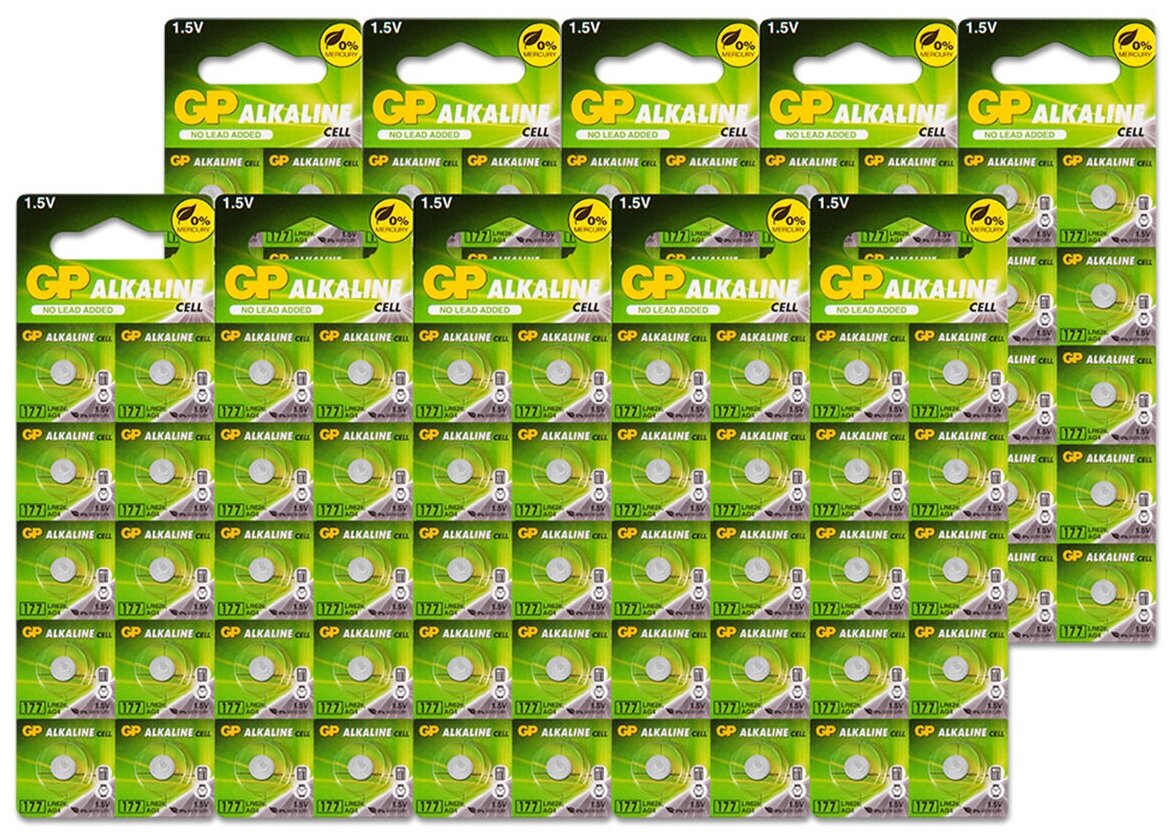 Батарейка LR66 (AG4, 377, 626) 1.5V GP Blister, упаковка 100 шт.