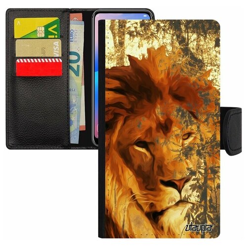 фото Чехол книжка на мобильный apple iphone 7, "лев" зверь самец utaupia