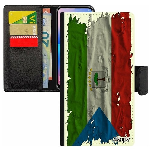 фото Чехол книжка на мобильный apple iphone 7 plus, "флаг гвинеи экваториальной на ткани" патриот utaupia