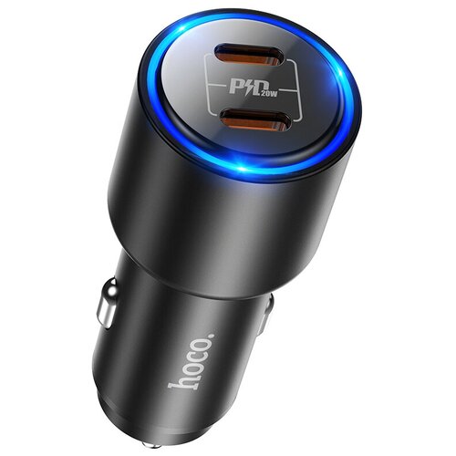 фото Автомобильное зарядное устройство hoco nz3 clear way 40w dual port pd car charger, черное