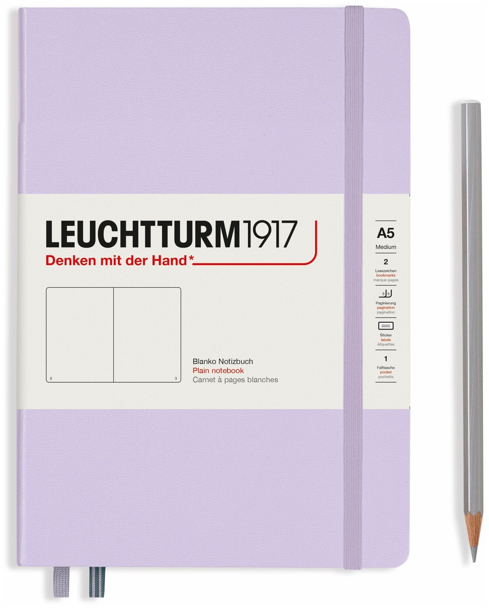 Записная книжка Leuchtturm, A5, нелинованный 123 страницы, сиреневый, мягкая обложка