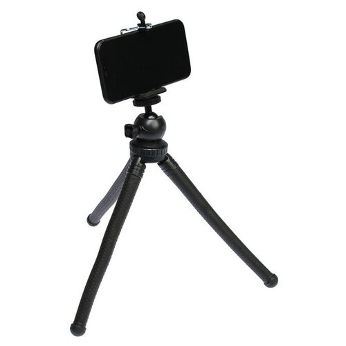 Штатив LuazON настольный, для телефона, гибкие ножки, высота 30 см, чёрный