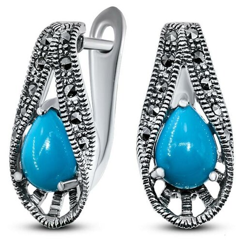 Серьги Silver WINGS серебро 925 проба бирюза марказит голубой 4550₽