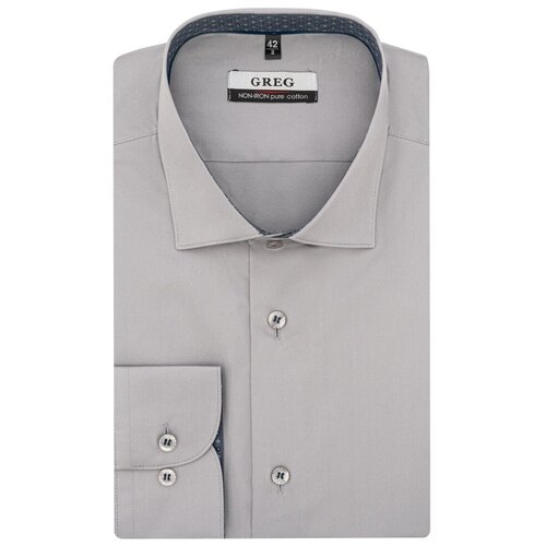 фото Рубашка мужская длинный рукав greg 320/111/076/1p_gb, прямой силуэт / сlassic fit, цвет серый, рост 174-184, размер ворота 42
