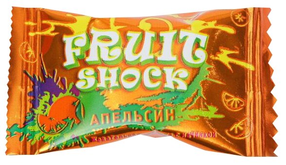 Жевательная резинка Fruit shock с начинкой апельсин, 4 г - фотография № 1