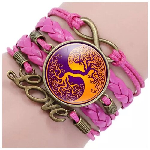 Плетеный браслет, размер 19 см, розовый