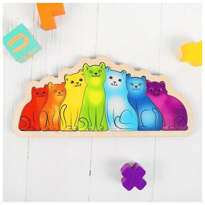 Рамка-вкладыш Нескучные игры Разноцветные котята, 28 х 13 см - фото №15