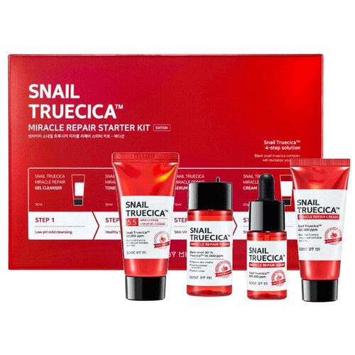 [Some by mi] Мини-набор с муцином (Гель, тонер, сыворотка, крем) Snail truecica miracle repair starter kit some by mi snail truecica стартовый набор для чудесного восстановления набор из 4 продуктов