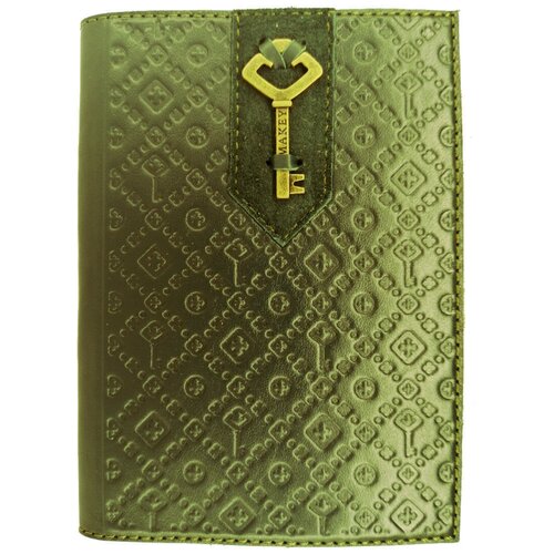 фото Кожаная обложка на паспорт. ключ | зеленый макей