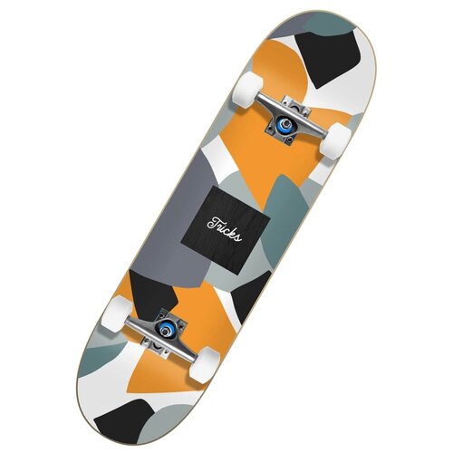 фото Скейтборд tricks skateboards camo complete 7.75", 31.6x7.75, серый/оранжевый