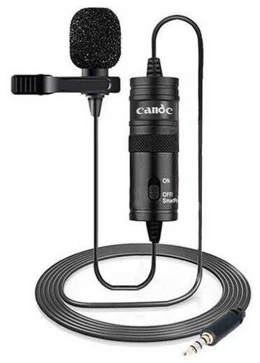 Микрофон CANDC DC-C1 Pro, петличный, Jack 3.5mm, 6 м, черный, электронный конденсатор