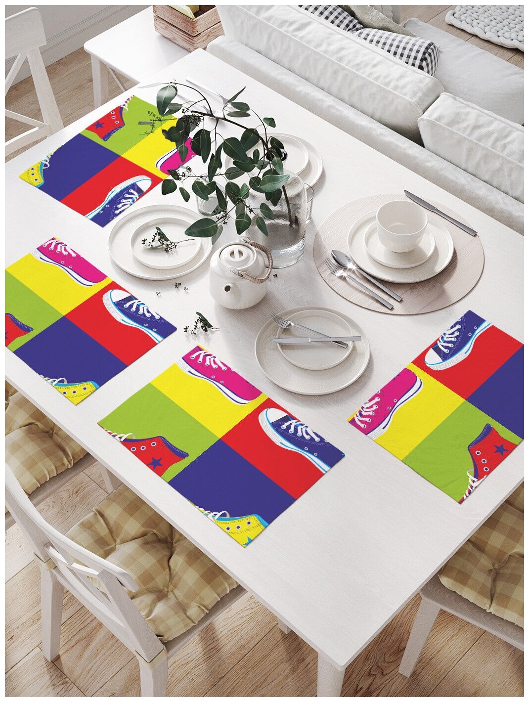 Комплект салфеток JoyArty "Цветные кеды" для сервировки стола (32х46 см, 4 шт.)