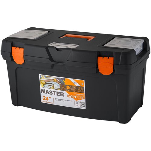 Ящик с органайзером BLOCKER Master BR6006, 61x31.5x31 см, 24'' , черный/оранжевый ящик с органайзером blocker master br6004 40 8x21 8x22 3 см 16 черный
