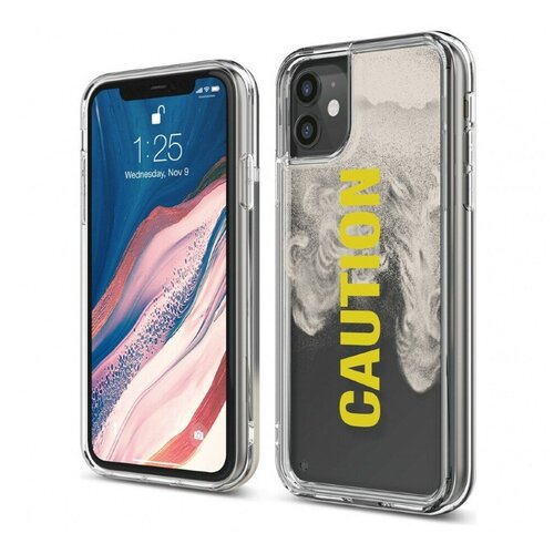 фото Чехол elago sand case caution для iphone 11, цвет слоновая кость/черный (es11sd61-cau)