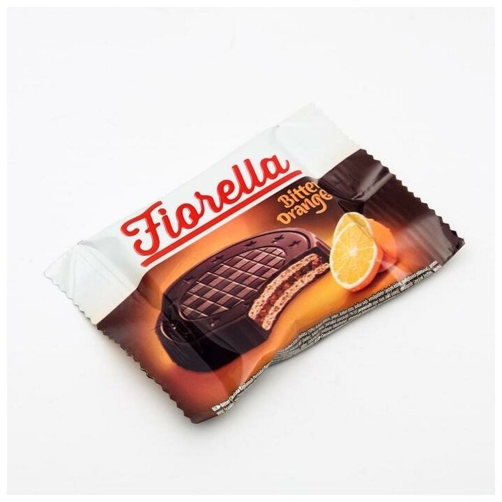 Вафли Fiorella в темном шоколаде с апельсином 20 гр - фотография № 2
