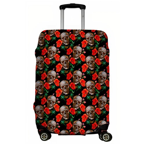 фото Чехол для чемодана "черепа и красные розы" размер l lejoy