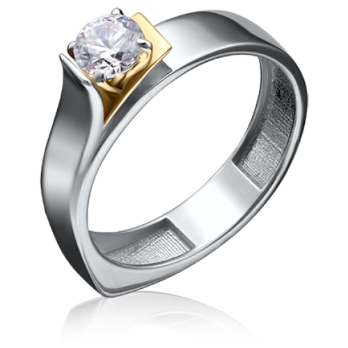 PLATINA jewelry Кольцо из комбинированного золота с Swarovski Zirconia 01-5181-00-501-1121-67, размер 16