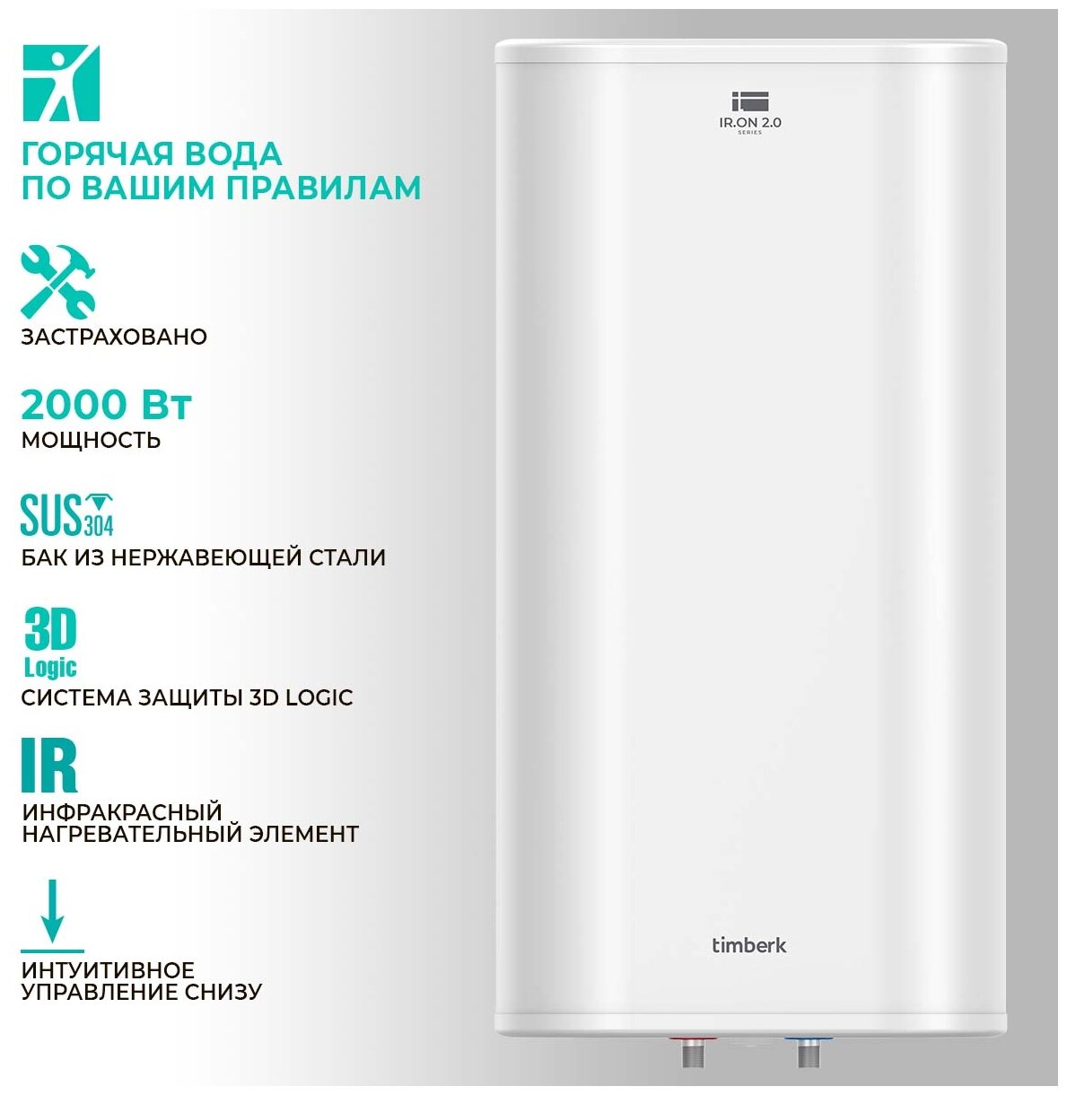 Накопительный электрический водонагреватель Timberk SWH FSI1 30 V, белый - фотография № 6