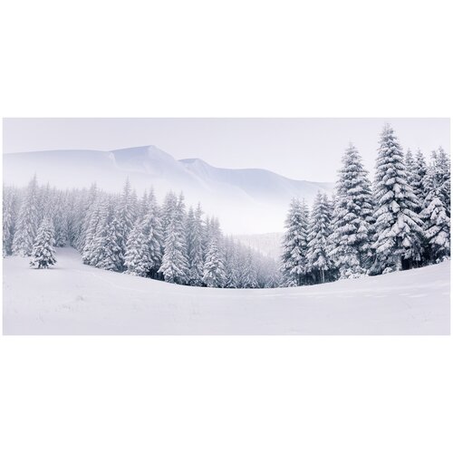 Фотообои Уютная стена Туманный зимний пейзажа в горах 560х270 см Бесшовные Премиум (единым полотном)