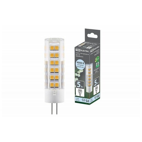 фото Лампа светодиодная g4-5 вт-ac/dc 12 в-4000 к, smd, 16x57 мм tdm, цена за 1 шт tdm еlectric