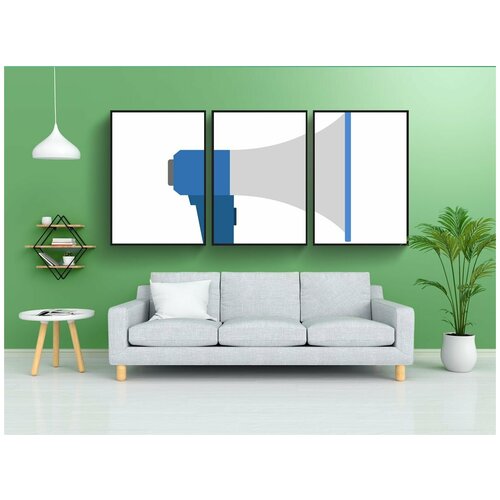 фото Набор модулных постеров для интерьера "мегафон, icon, symbol" 60x90 см. в тубусе, без рамки lotsprints