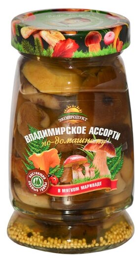 Грибное ассорти маринованное Владимирское экопродукт 340гр