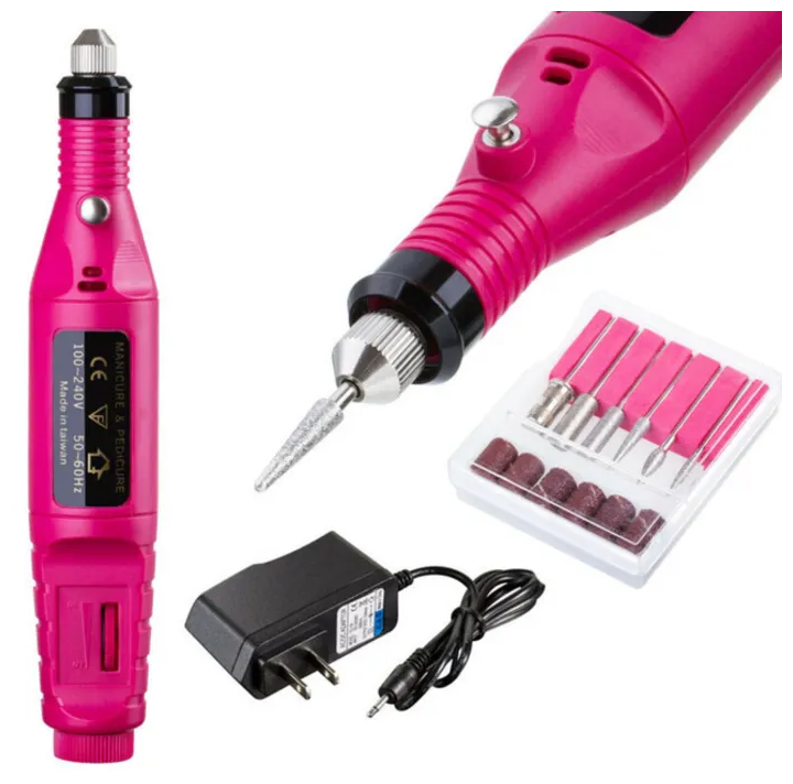 Портативная ручка аппарат для маникюра и педикюра / фрезер аппарат / профессиональный фрезер для ногтей розовый
