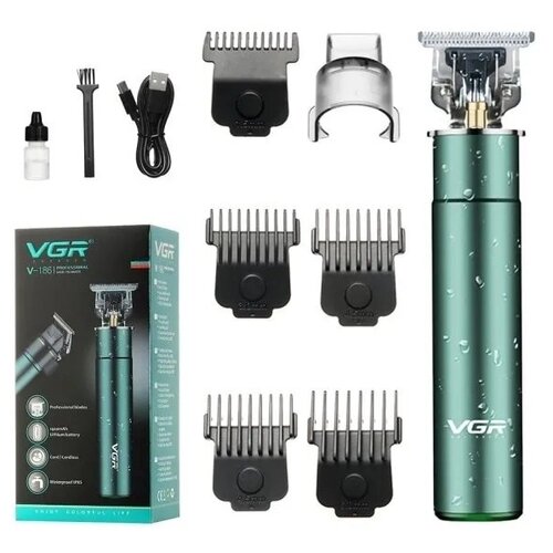 Триммер VGR Professional V-186, зеленый набор для стрижки волос vgr v108 10 в 1