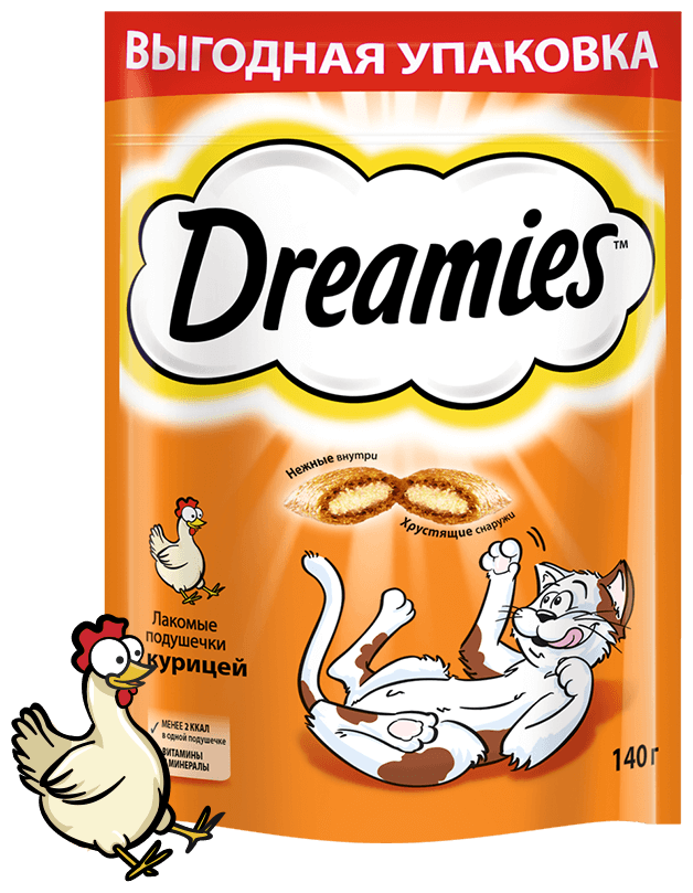 Лакомство Dreamies для кошек, курица, 140 г Dreamies . - фотография № 2