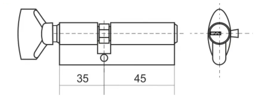 Цилиндровый механизм 80 мм (35х45) с вертушкой/личинка замка 35в/45 матовый никель - фотография № 2