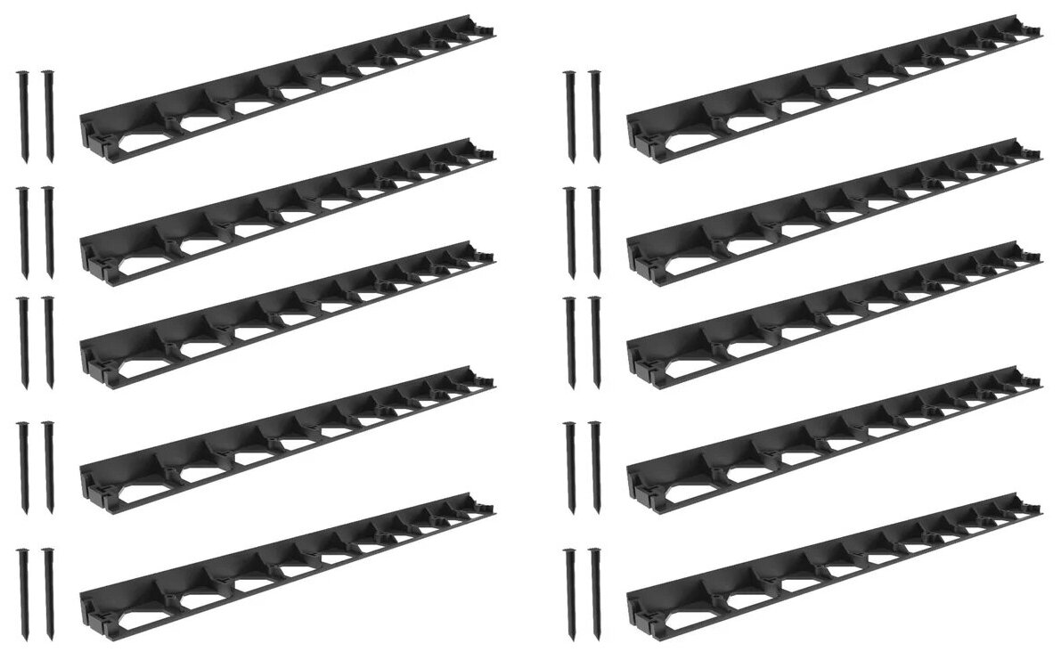 Бордюр садовый для обрамления брусчатки и многолетних клумб Gidrolica Line пластиковый в упаковке 10 штук