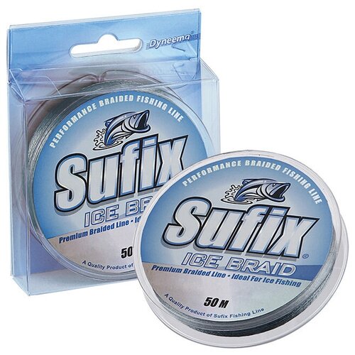 фото Леска плетеная зимняя sufix ice braid серая 50м 0.14мм 6,8кг