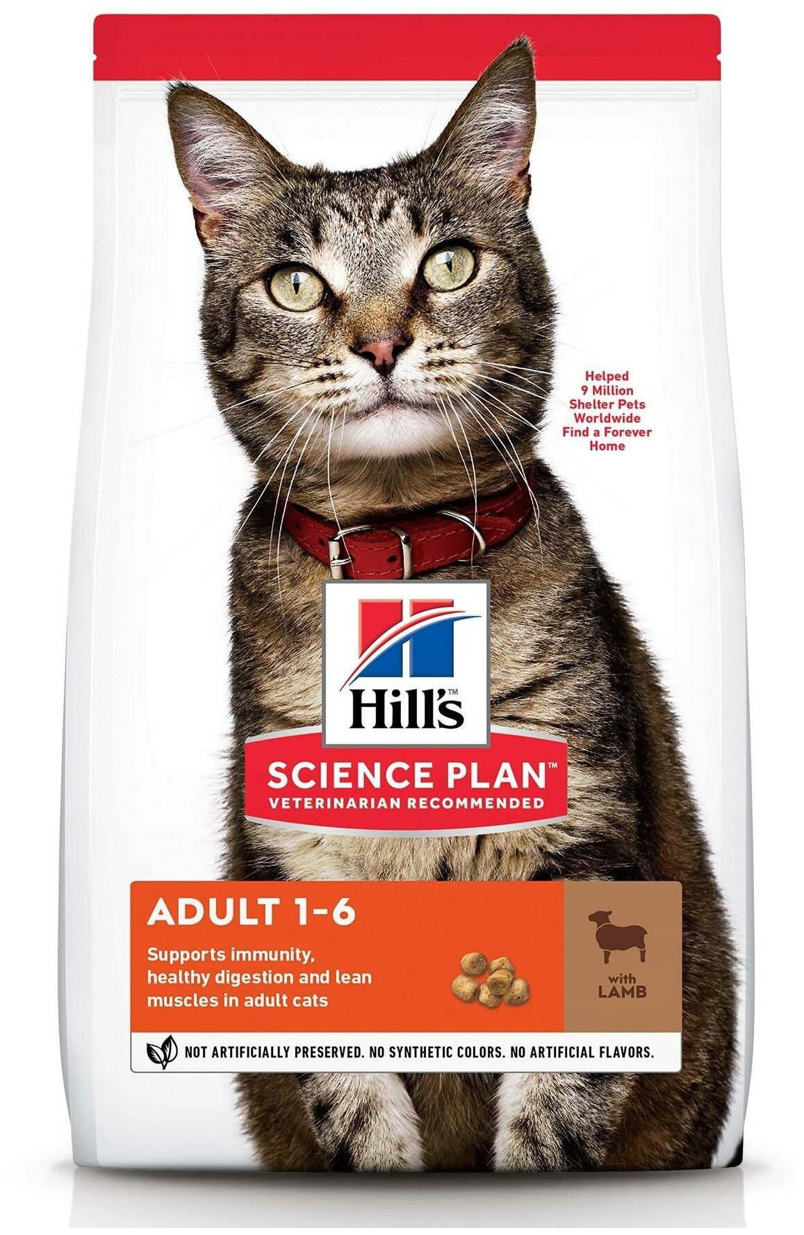 Корм сухой повседневный для кошек Hills Science Plan Feline Adult Optimal Care, Ягненок, 10кг