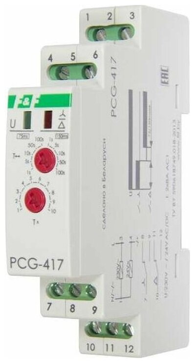 Евроавтоматика F&F Реле времени PCG-417 (звезда-треугольник для пуска электродвиг. 230В 2х8А 2НО IP20 монтаж на DIN-рейке) F&F EA02.001.020 - фотография № 3