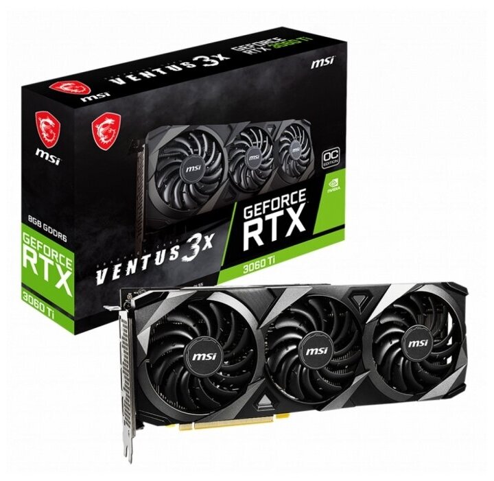 Видеокарта 8 Gb MSI GeForce RTX 3060 Ti (RTX 3060 Ti VENTUS 3X 8G OC LHR)