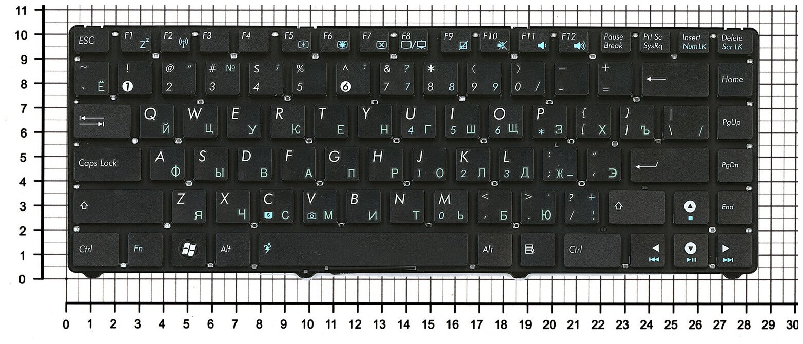 Клавиатура для ноутбука Asus 04GOA2H1KRU00-2 Черная Без рамки