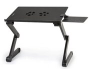 Столик трансформер для ноутбука T9 с охлаждением регулировкой высоты черный / Подставка под ноутбук с подставкой для мыши