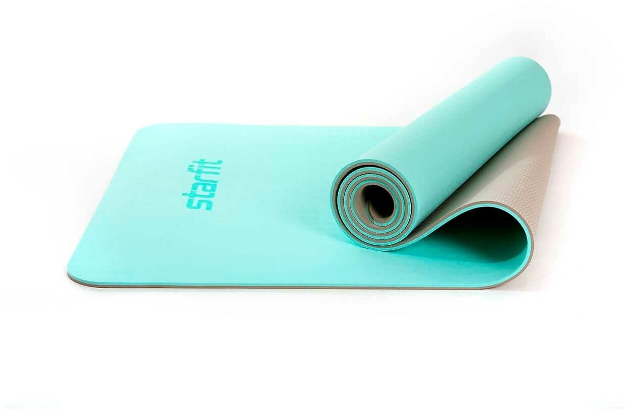 Коврик для йоги и фитнеса Core FM-201 173x61, TPE, мятный/серый, 0,7 см
