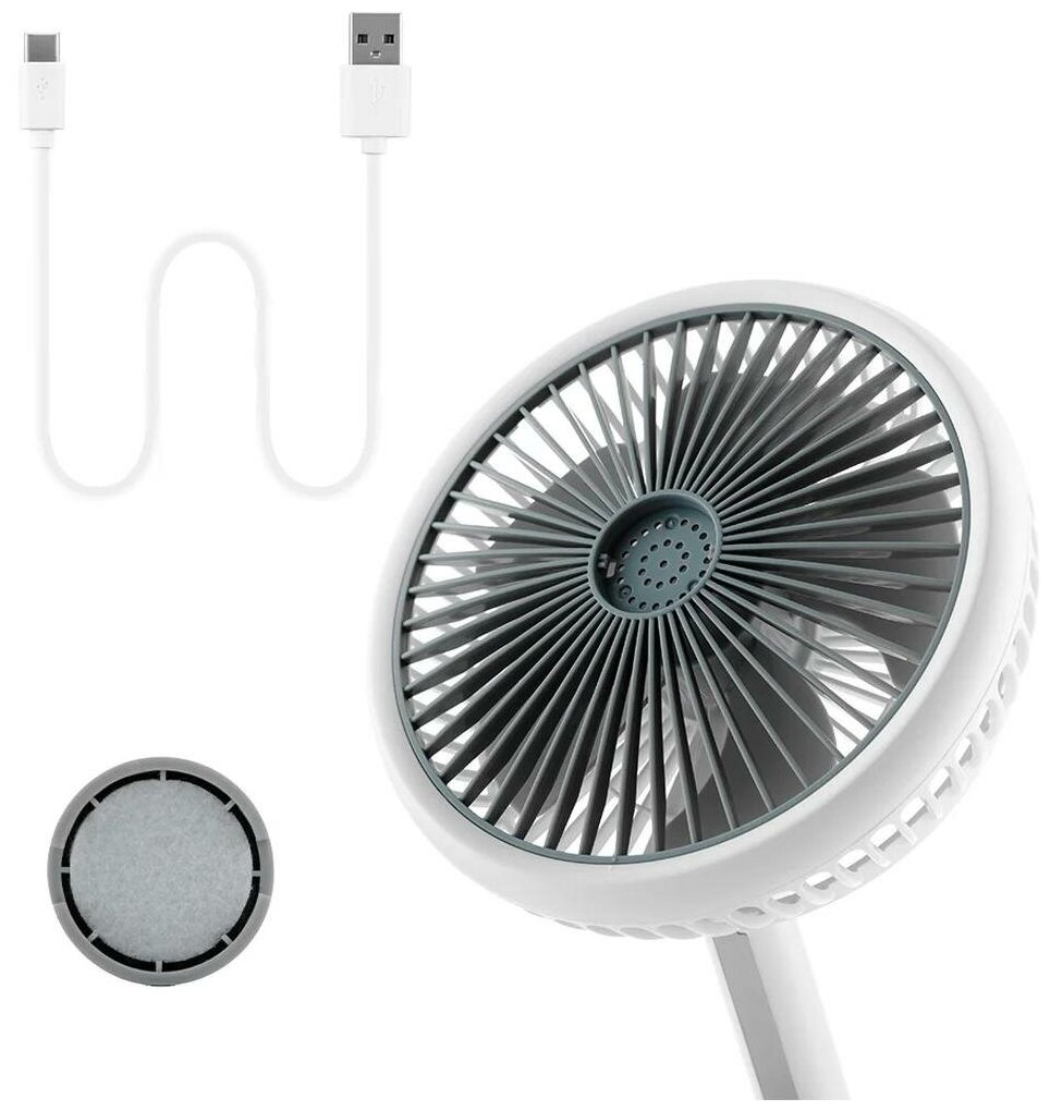 Портативный вентилятор 2 в 1 КТ-403, 4 скорости, настольный, 5 Вт, белый - фотография № 2