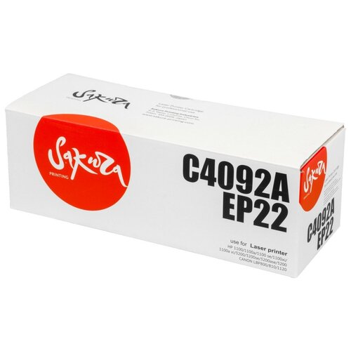 Картридж C4092A/EP22 для HP, Canon, лазерный, черный, 2500 страниц, Sakura картридж sakura printing c4092a ep22 для hp lj 1100 1100a 3200 canon lbp 800 810 1110 1120 черный 2500 к