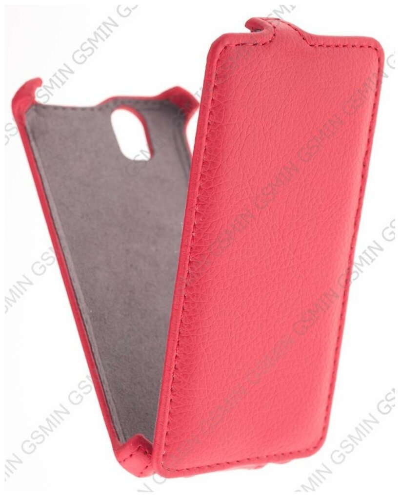 Кожаный чехол для Fly IQ 4491 Era Life 3 Gecko Case (Красный)