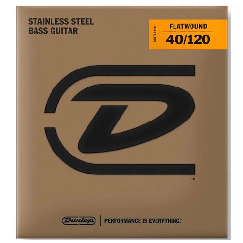 фото Dunlop stainless steel flatwound dbfs40120 струны для 5 струнной бас-гитары, 40-120