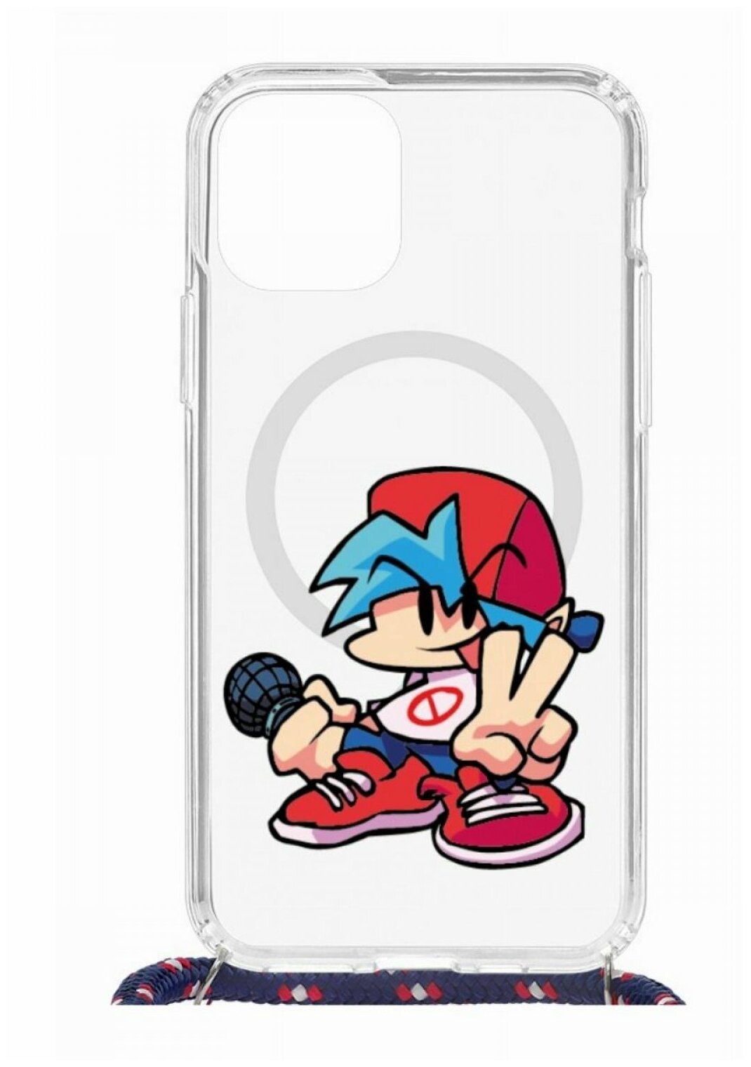 Чехол для Apple iPhone 11 Pro Kruche Print MagSafe Magrope FNF Boyfrend,пластиковая накладка со шнурком и рисунком,противоударный силиконовый бампер