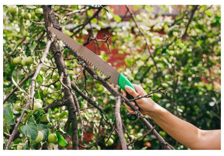 Ножовка садовая, 400 мм, пластиковая ручка, зеленая./В упаковке шт: 1 - фотография № 4